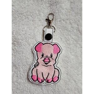 Pig Keychain Embroidered Animal Keyring Cute Pink Piglet‎ Charm Bag Accessory